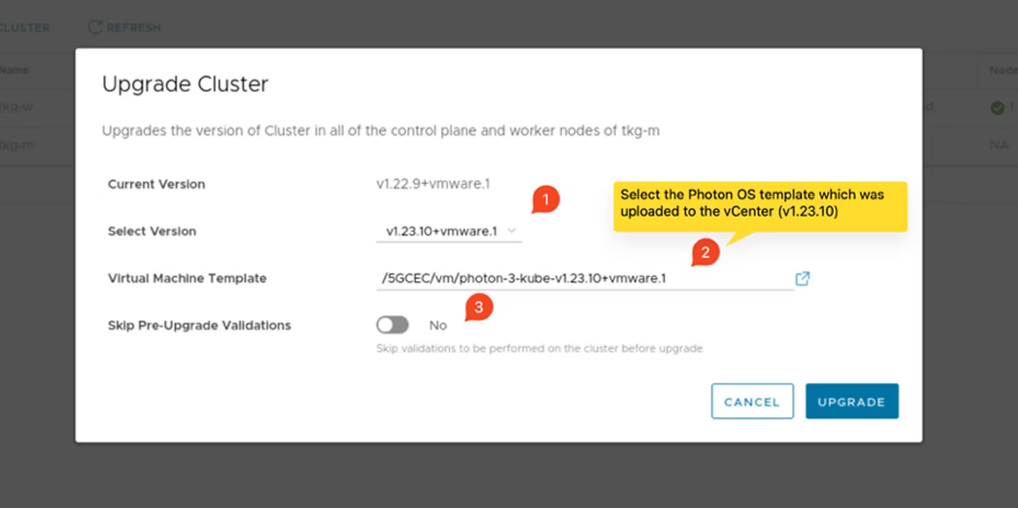 VMware Telco Cloud Automation v2.1 to v2.2 upgrade procedure