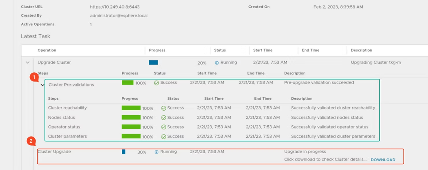 VMware Telco Cloud Automation v2.1 to v2.2 upgrade procedure