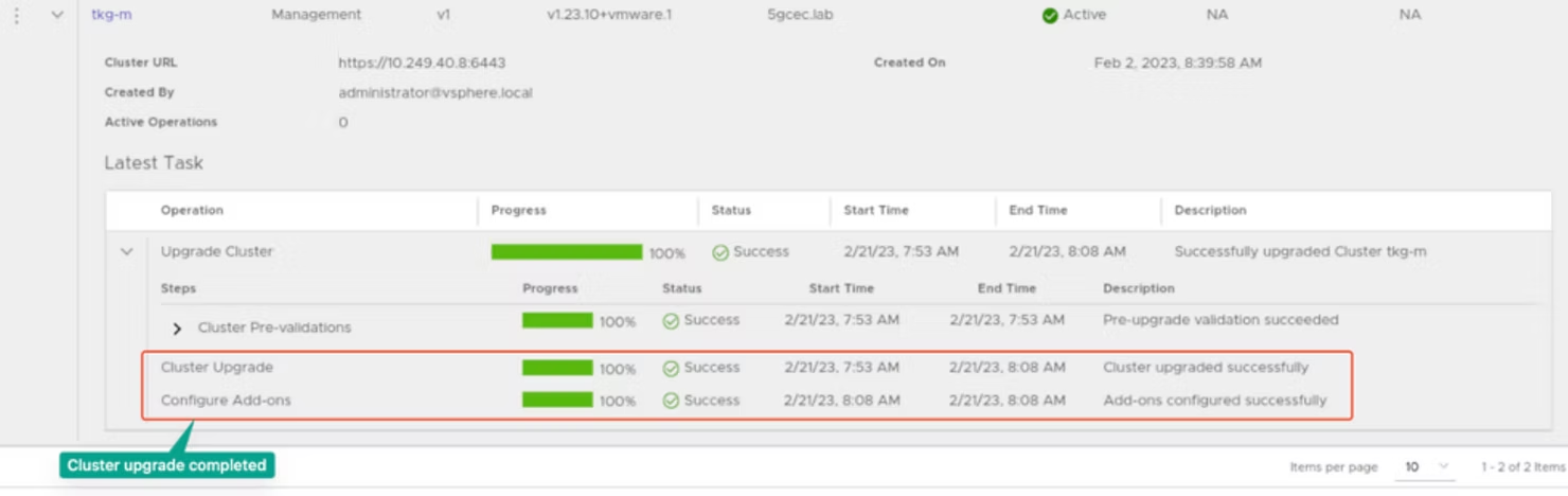 VMware Telco Cloud Automation v2.1 to v2.2 upgrade procedure