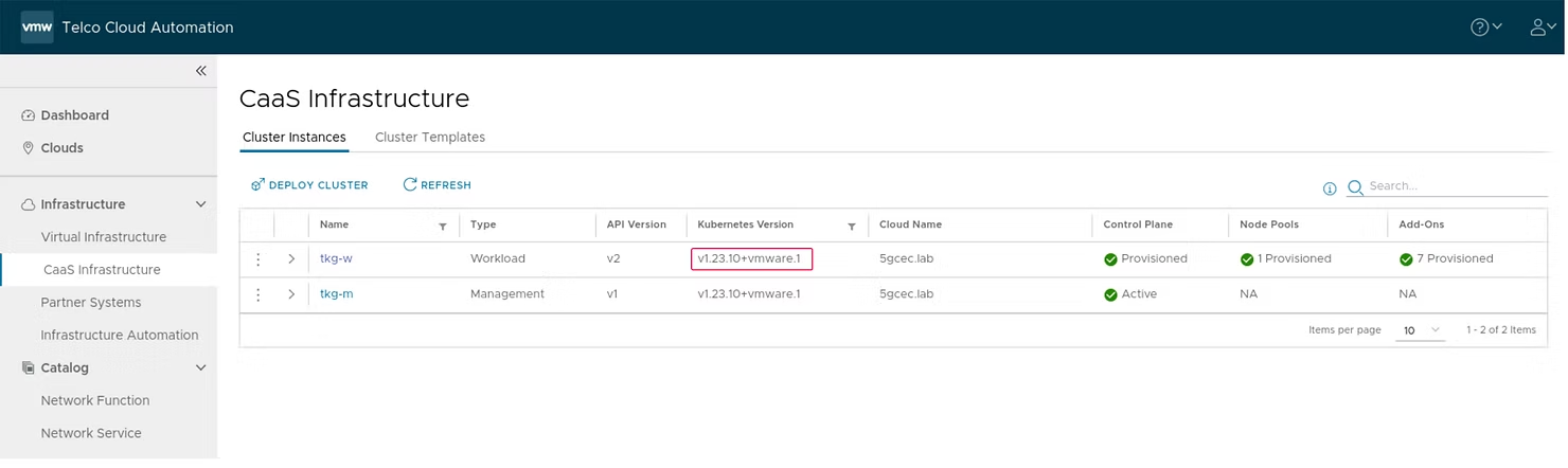 VMware Telco Cloud Automation v2.1 to v2.2 upgrade procedure