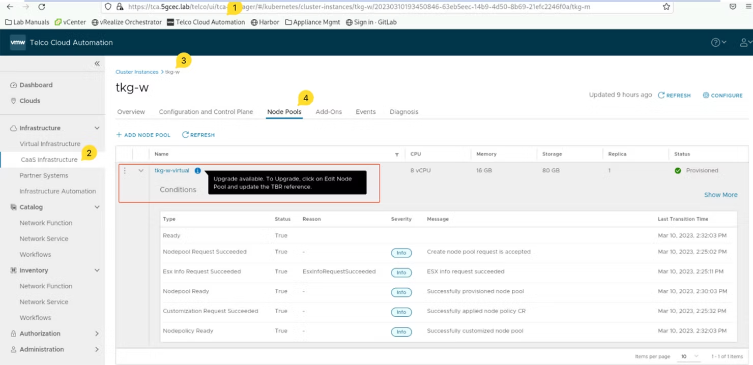 VMware Telco Cloud Automation v2.1 to v2.2 upgrade procedure