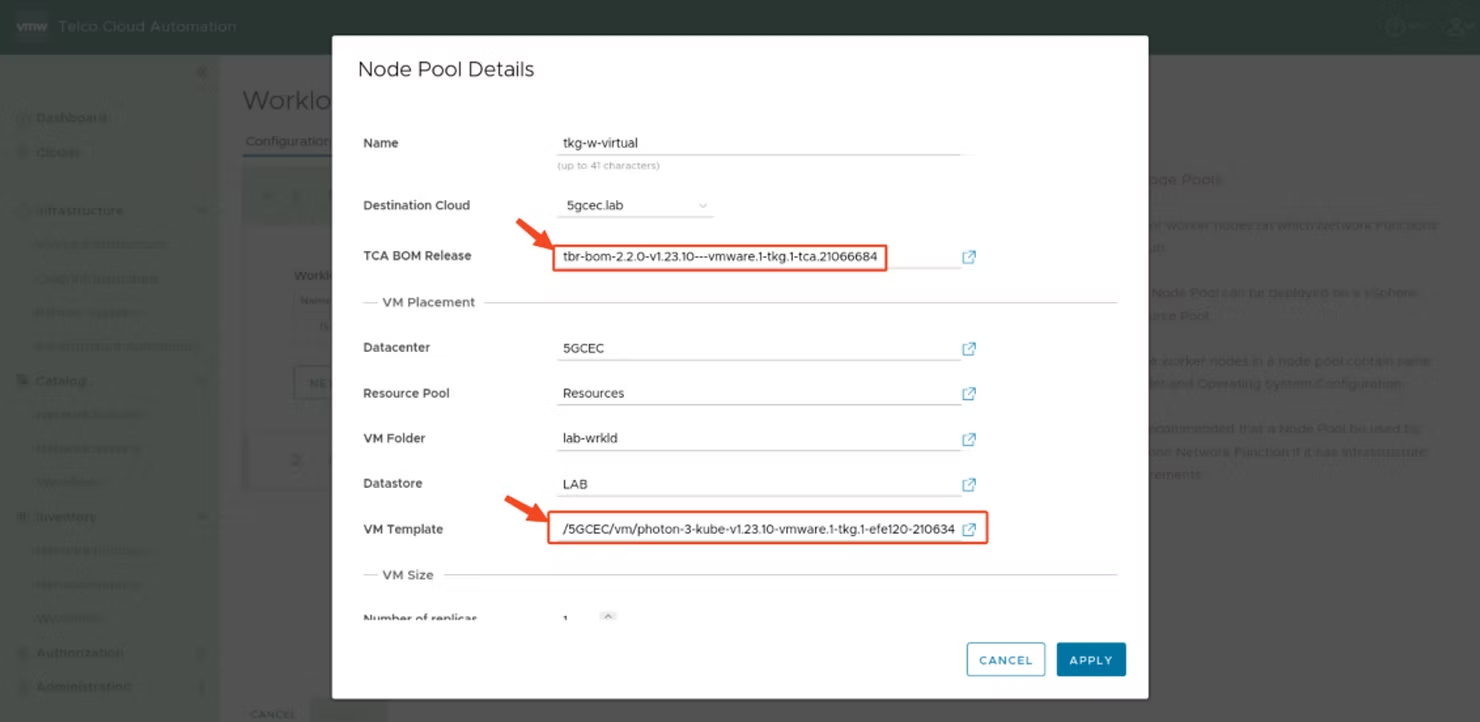 VMware Telco Cloud Automation v2.1 to v2.2 upgrade procedure