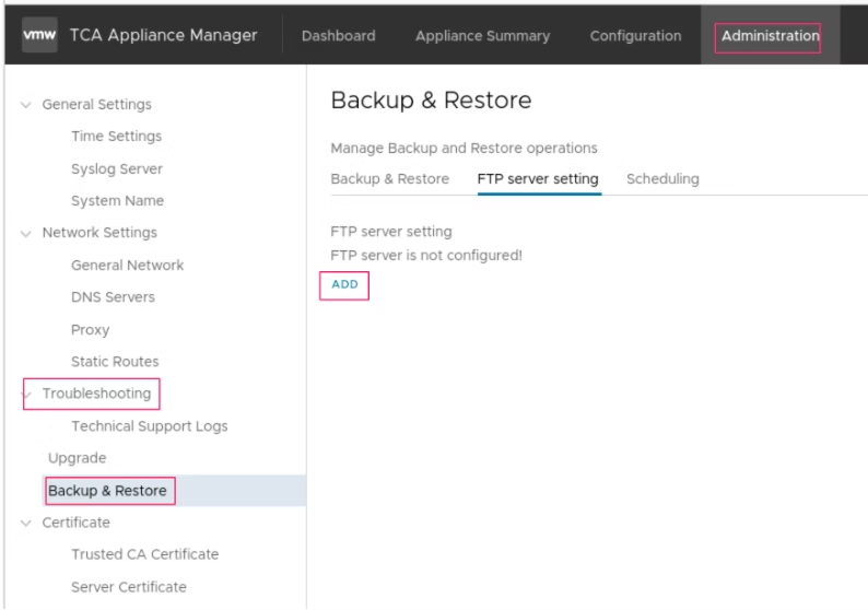 Backing Up & Restoring VMware Telco Cloud Automation