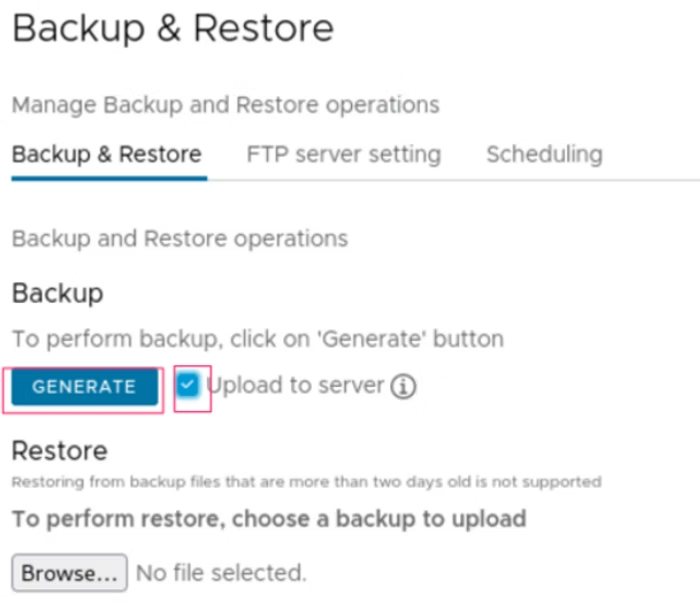 Backing Up & Restoring VMware Telco Cloud Automation